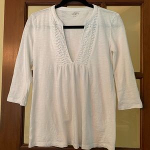 Ann Taylor LOFT White V-neck Tunic Top